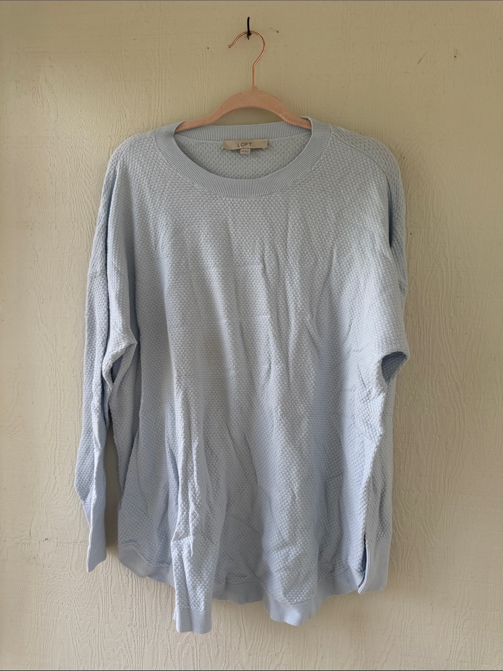 LOFT Men's Pale Blue Textured Long Sleeve Pullover